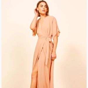 Reformation Winslow dress — Blush Pink Wrap Gown (Size 6)
